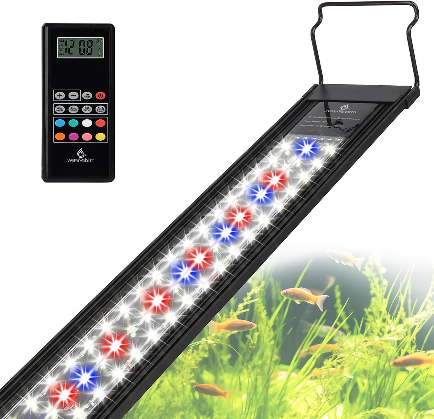 Wireless Remote Full Spectrum Aquarium LED Light Strip - Ultra-Thin Design with Timer & RGB Modes for Fish Tank Plants (48-54INCH)
