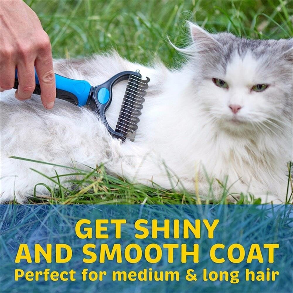 Pet Shedding Brush Grooming 2 Sided Undercoat Dog Cat Comb Tool Pets NEW
