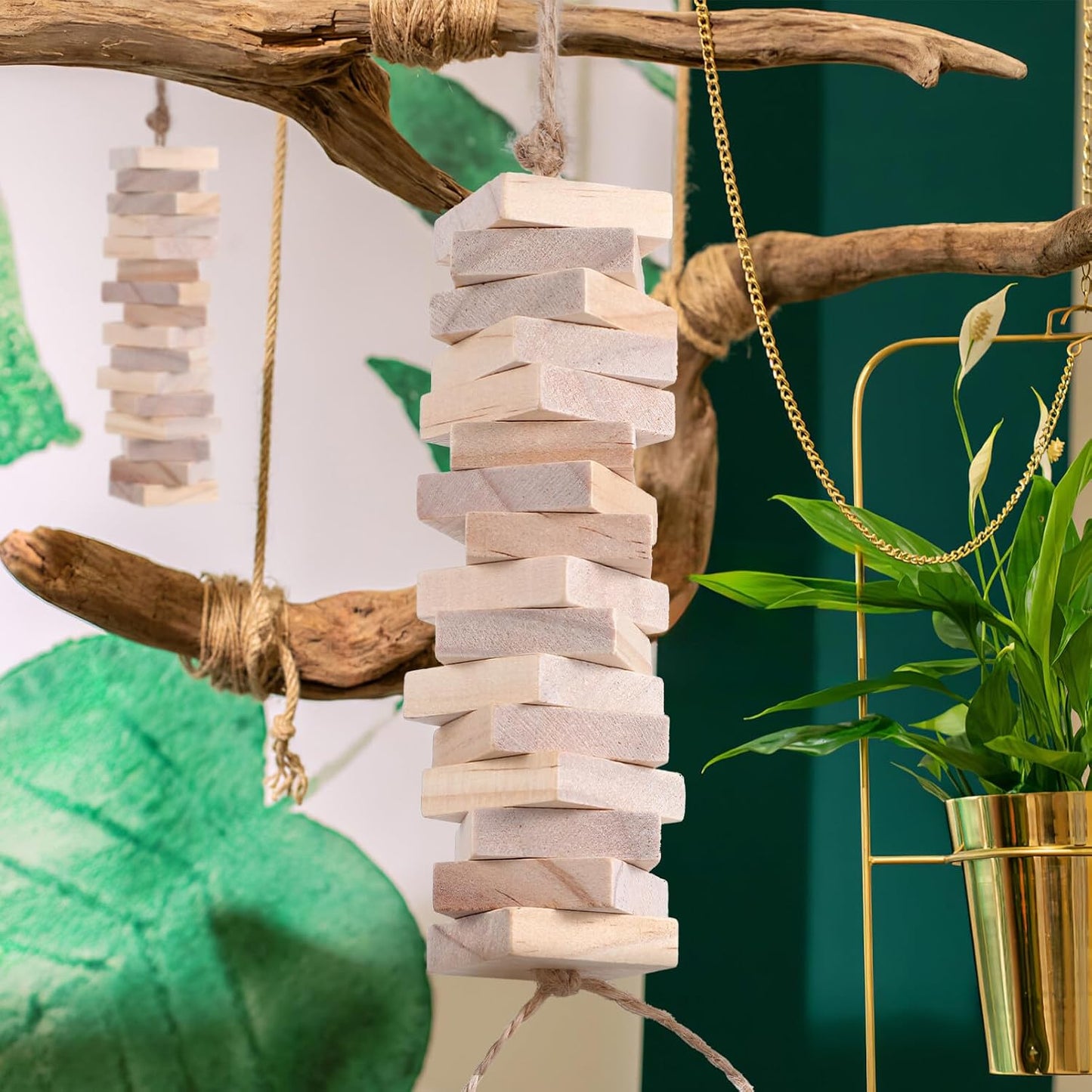 Parrot Toys: 100PCS Wooden Chewing Blocks, Thick Natural Wood for Bird Chew Training, DIY Cage Toys for Parakeet Budgie Conure Macaw Cockatoo