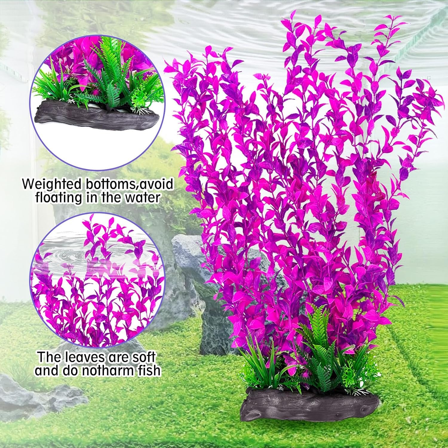 Aquarium Plastic Plants Aquarium Decor Artificial Fish Tank Plants,Tall Fish Tank Decorations, Extra Large Aquarium Plant 20.4-Inch Tall,1Pcs
