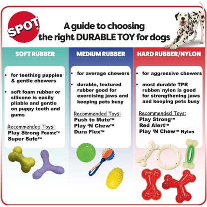 Play Rubber Bones for Dogs – Durable TPR Chew Toy with Treat Hole for Aggressive Chewers, Medium & Large Dogs and Puppies, 6.5 Inch