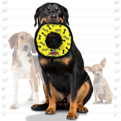 Tuffy Medium Ring Yellow Bone Durable Plush Squeaky Dog Toy