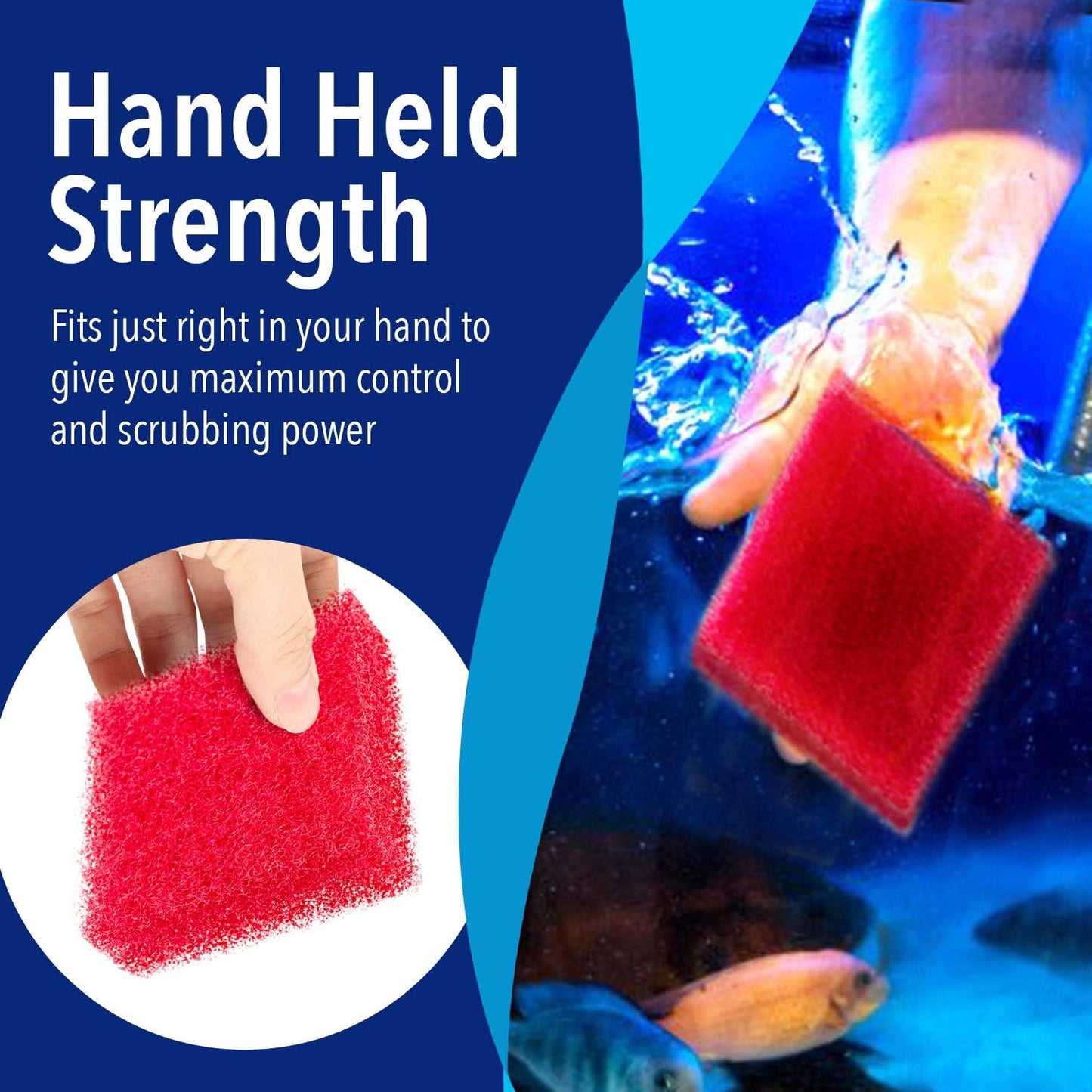 Aquarium Glass Cleaner Sponge - Non-Scratch Aquarium Glass Scrubber - Durable Tank Sponge Cleaner - Ergonomic Fish Tank Pad - Pack of 4, Red, 3.25 in X 3.25 in X 1 In