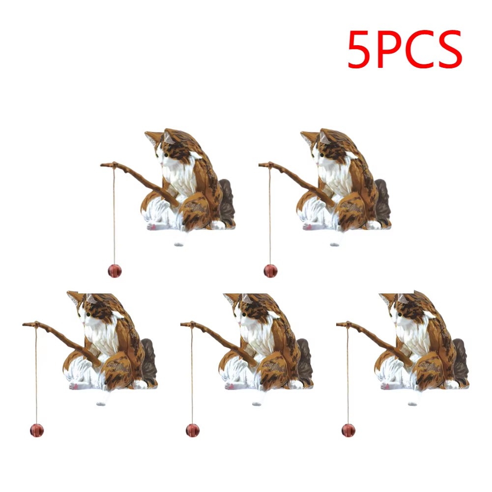 1-5PCS Fishing Cat Aquariums Decorations Fishtanks Hangable Decors Landscape Aquaticpet Fishtank Ornament Desktop Accessories
