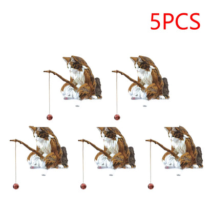 1-5PCS Fishing Cat Aquariums Decorations Fishtanks Hangable Decors Landscape Aquaticpet Fishtank Ornament Desktop Accessories