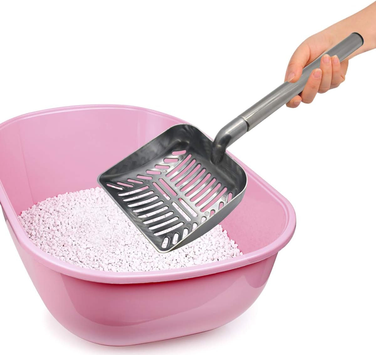 Stainless Steel Cat Litter Scoop 23 Inches Telescoping Litter Scoop with Long Handle Perfect Scooper for Cats and Dogs