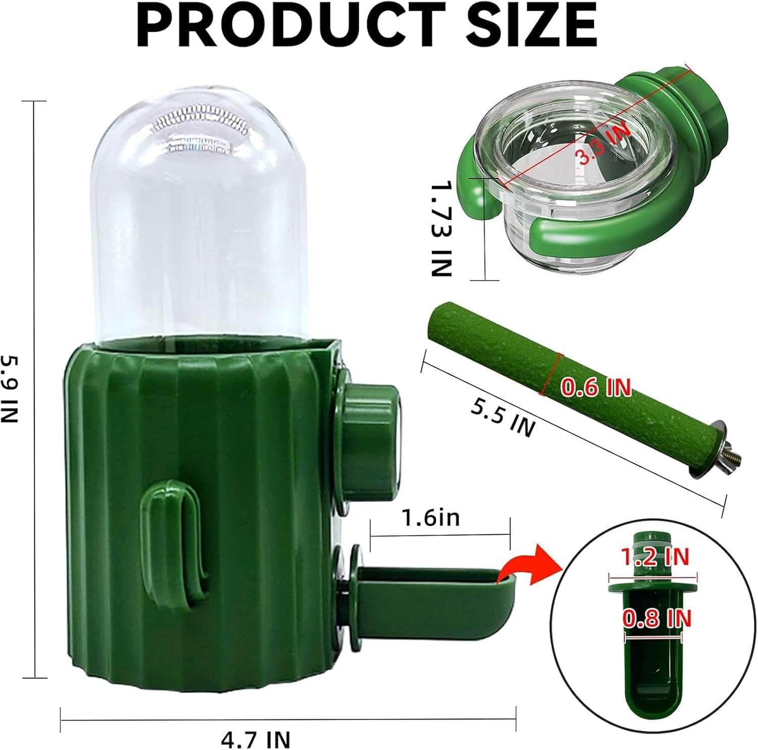 3Pcs No Mess Bird Water Dispenser Bird Cage Feeder Accessories for Parakeet | Plastic,Automatic,Installation,Washable,Detachable,With Bird Food Feeder Perch Stand,For Lovebirds Cockatiel Budgie