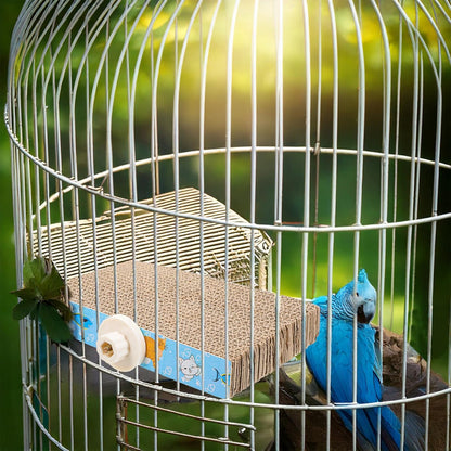 2 PCS Bird Chew Toy Parrot Cage Perch Cardboard Platform Bird Paw Grinding Stand for Cage Birds Resting Platform Stand Parrot Playground Exercise Toys Parakeetscage Accessories (Size M
