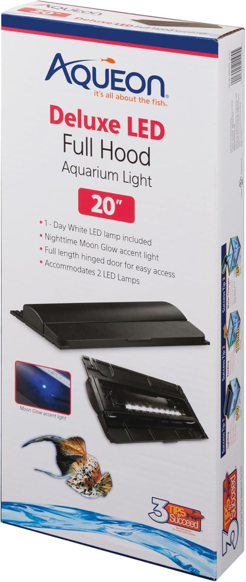 LED Deluxe Fish Tank Aquarium Full Hood with LED Light, Black, 20 Inch