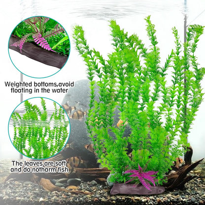 Aquarium Plastic Plants Aquarium Decor Artificial Fish Tank Plants,Tall Fish Tank Decorations, Extra Large Aquarium Plant 20.4-Inch Tall,1Pcs