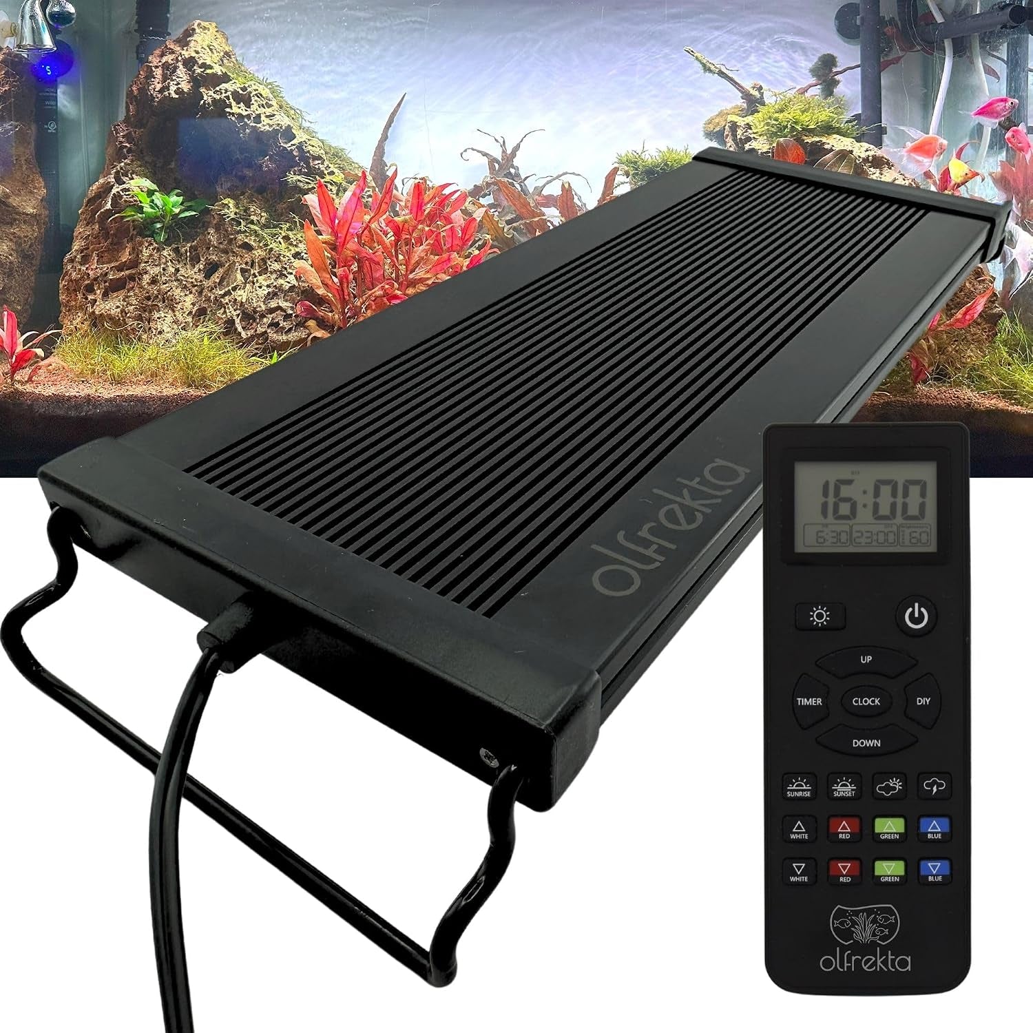 Full Spectrum LED Aquarium Light - High Power LED Fish Tank Light with Remote Control | Smart WRGB Aquarium Lights for Fish Tank with 24 Hour Cycle | 30"-36" | 52W |