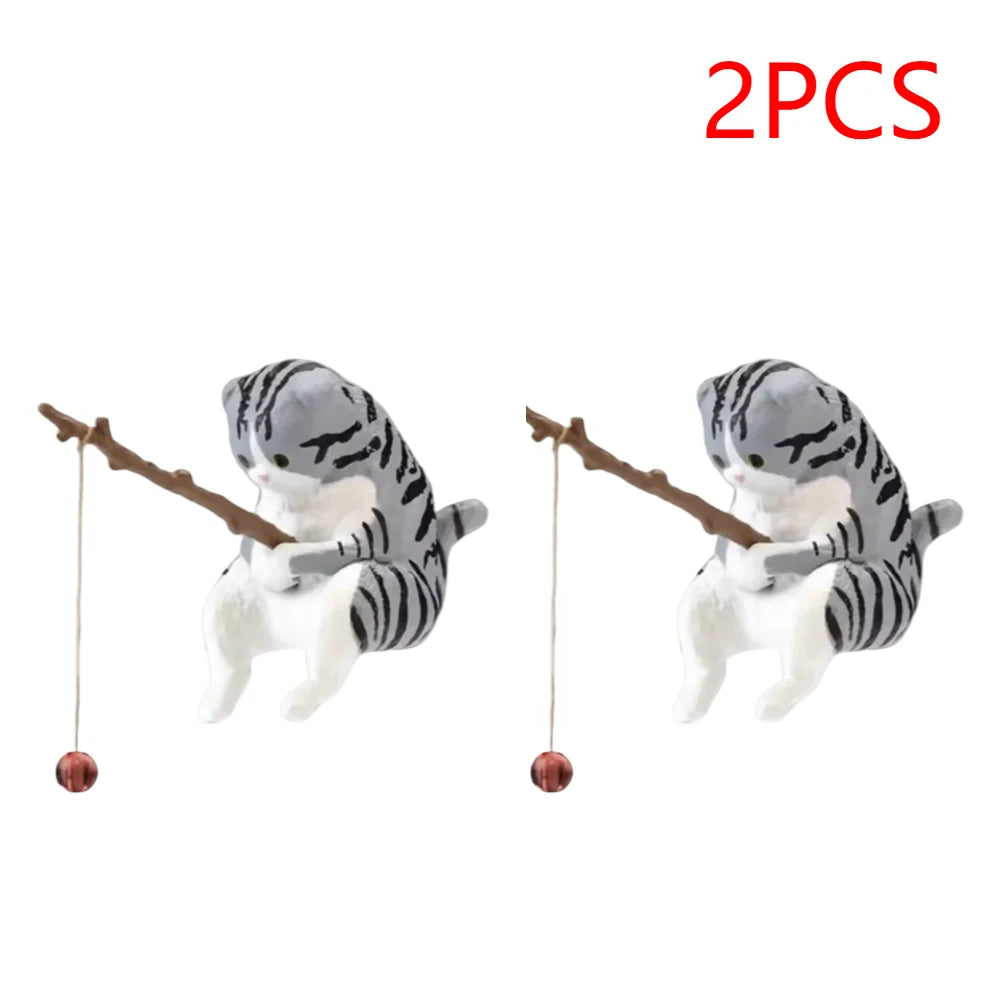 1-5PCS Fishing Cat Aquariums Decorations Fishtanks Hangable Decors Landscape Aquaticpet Fishtank Ornament Desktop Accessories