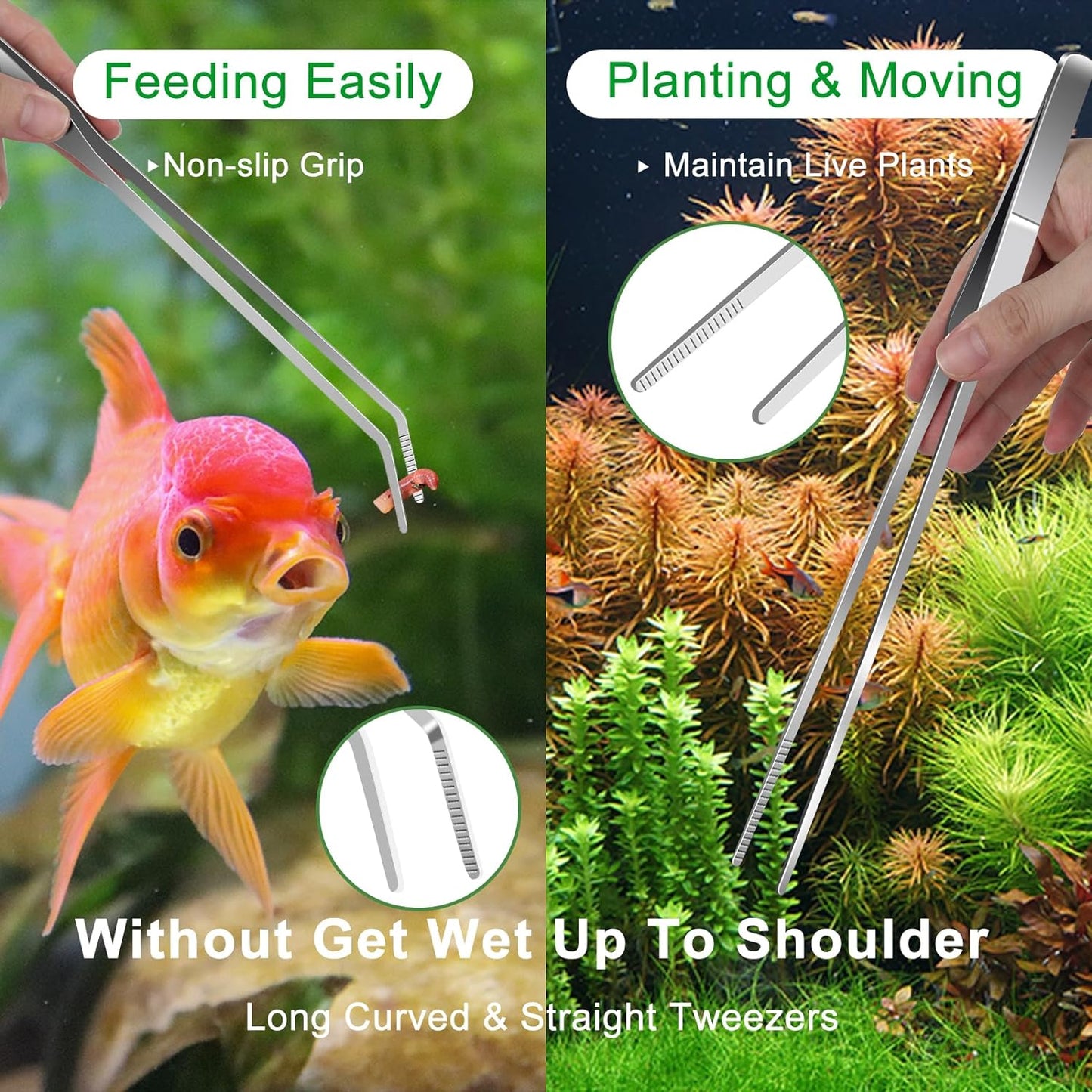 4Pcs Aquascaping Tools,  Aquascape Kit, Long and Strong Aquarium Tweezers, Scissors, Algae Scraper, Aquarium Plant Tools, Fish Tank Plant Trimming Kit