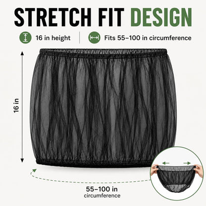 2 Pack Bird Cage Seed Catcher - Adjustable Bird Cage Skirt Cover with Breathable Mesh Netting, Universal Seed Catcher Net Cover Fit for Parrot Cage, Parakeet Cage, Large and Small Bird Cages | Black & White, Fits 55-100 in Circumference, 16 in High, Breathable Seed Guard for Parrot, Parakeet and Cockatiel Cages