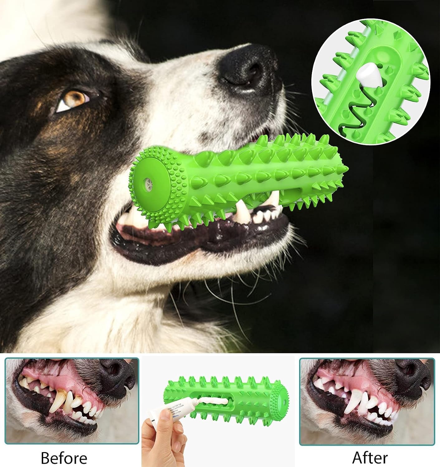 Puppy Chew Toy for Teething, Dog Toys for Aggressive Chewers, Dog Squeaky Interactive Toothbrush Toys Indestructible Tough Durable for Small Medium Large Breed