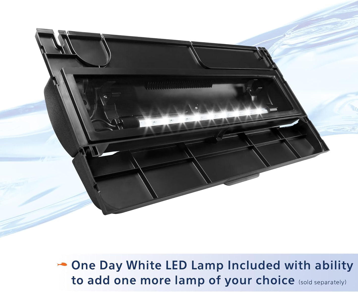 LED Deluxe Fish Tank Aquarium Full Hood with LED Light, Black, 20 Inch