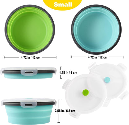 Collapsible Dog Bowls with Lids, 2 Pack Travel Dog Bowls for Small Size Dogs, Silicone Portable Dog Food Bowls Water Cup Cat Bowls Dish for Camping Traveling Walking, 12 Oz 350Ml