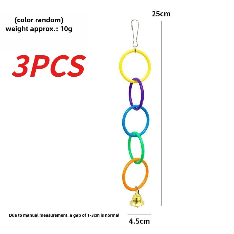 Parrot Swing Toy Bird Cage Toys with Bell Sound Colorful Climbing Ring for Lovebirds Color Ring Grinder Nibble Bird Toy Cage