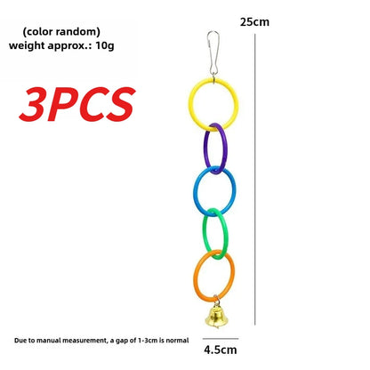 Parrot Swing Toy Bird Cage Toys with Bell Sound Colorful Climbing Ring for Lovebirds Color Ring Grinder Nibble Bird Toy Cage