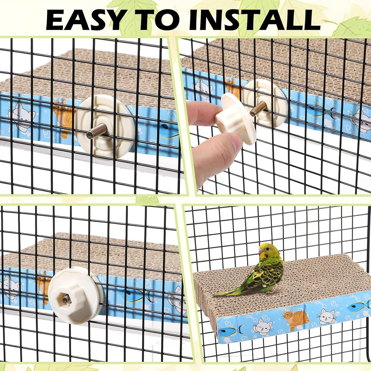 2 PCS Bird Chew Toy Parrot Cage Perch Cardboard Platform Bird Paw Grinding Stand for Cage Birds Resting Platform Stand Parrot Playground Exercise Toys Parakeetscage Accessories (Size M