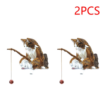 1-5PCS Fishing Cat Aquariums Decorations Fishtanks Hangable Decors Landscape Aquaticpet Fishtank Ornament Desktop Accessories