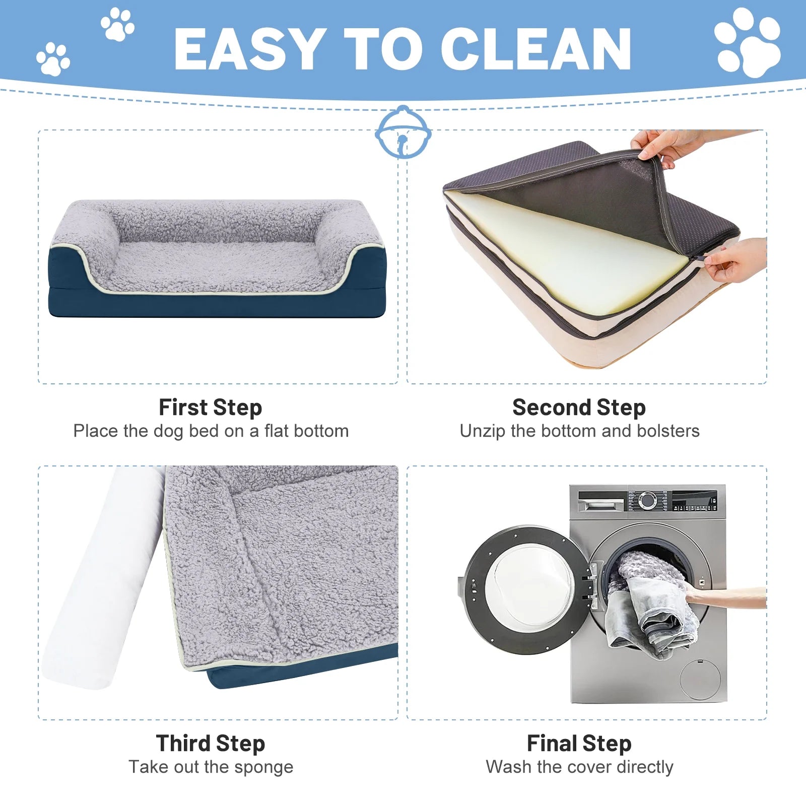 Dog Bed for Large Medium Small Dogs Orthopedic Dog Sofa Bed Non Slip Pet Couch with Removable Washable Cover Supportive Egg Crate Foam S to XL
