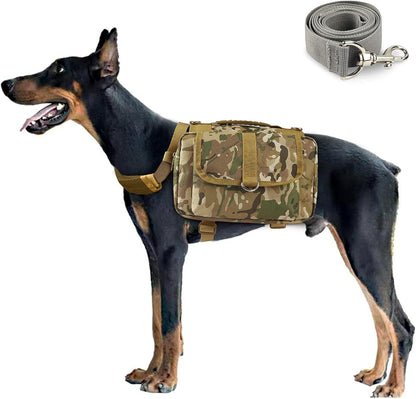 Dog Backpacks Pet Harness Carrier Travel Camping Hiking Backpack Saddle Bag with Dog Leash Adjustable Free Size for Medium & Large Dog