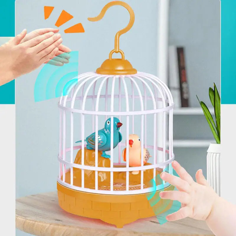 Talking Electric Bird Cage Toys Pet Inductive Voice Controll Simulation Singing Parrot Light Sound Children'S Education Toy Gift
