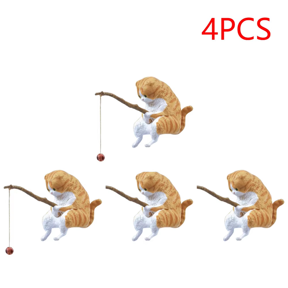 1-5PCS Fishing Cat Aquariums Decorations Fishtanks Hangable Decors Landscape Aquaticpet Fishtank Ornament Desktop Accessories