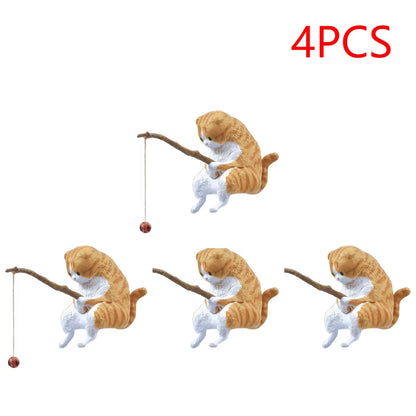 1-5PCS Fishing Cat Aquariums Decorations Fishtanks Hangable Decors Landscape Aquaticpet Fishtank Ornament Desktop Accessories