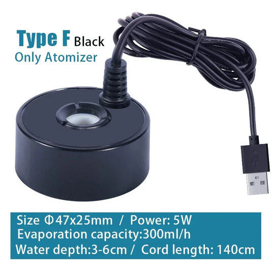 2-IN-1 USB 5V Water Pump Ultrasonic Atomizer Mist Maker Fogger for Pond Garden Rockery Fountain Fish Tank Landscaping Humidifier