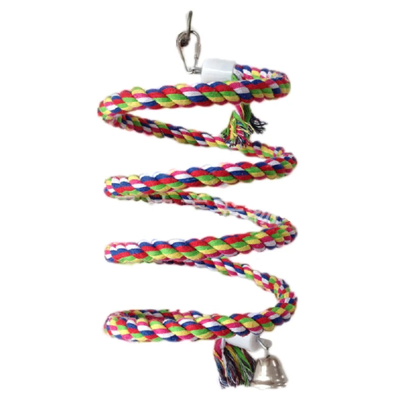 New 160Cm Long Parrot Bird Toys Pet Bird Parrot Standing Rope Bird Cage Decoration Climbing Toy Parrot Bird Cage Toys Rope Bell