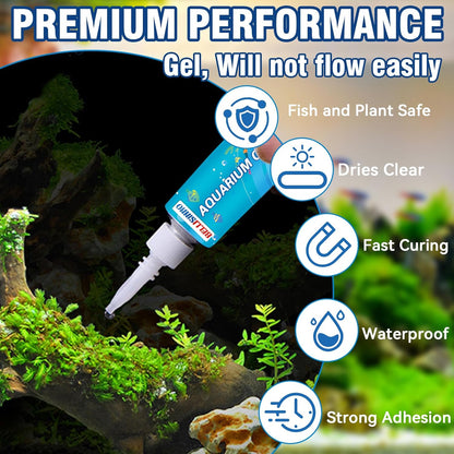 Aquarium Glue, Clear Reef Adhesive for Plants and Rocks, Moss, Coral, Stone, Wood, Plant, Suitable for Freshwater and Saltwater Aquascape, 5G*5Pcs