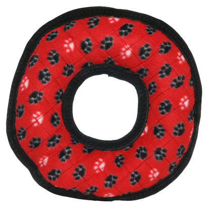 Tuffy Ultimate Ring Red Paw Durable Plush Squeaky Dog Toy