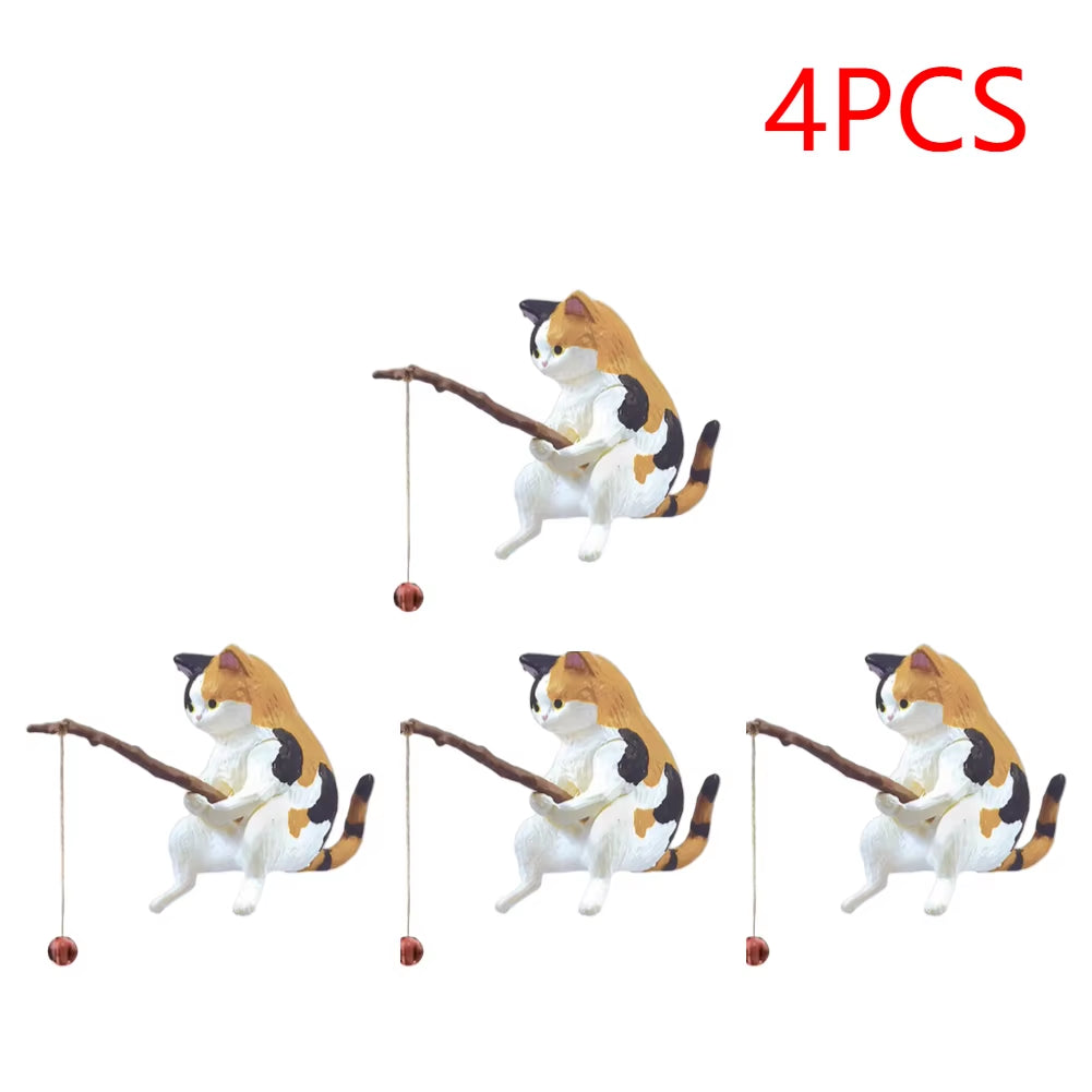 1-5PCS Fishing Cat Aquariums Decorations Fishtanks Hangable Decors Landscape Aquaticpet Fishtank Ornament Desktop Accessories