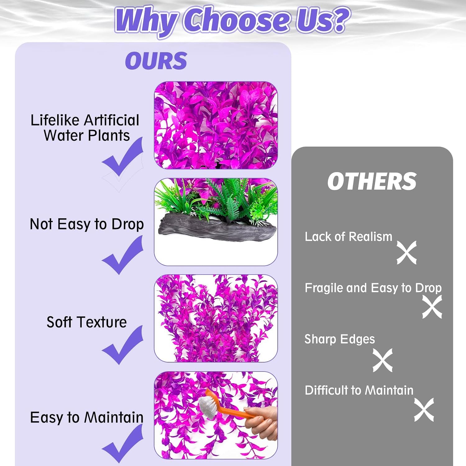 Aquarium Plastic Plants Aquarium Decor Artificial Fish Tank Plants,Tall Fish Tank Decorations, Extra Large Aquarium Plant 20.4-Inch Tall,1Pcs