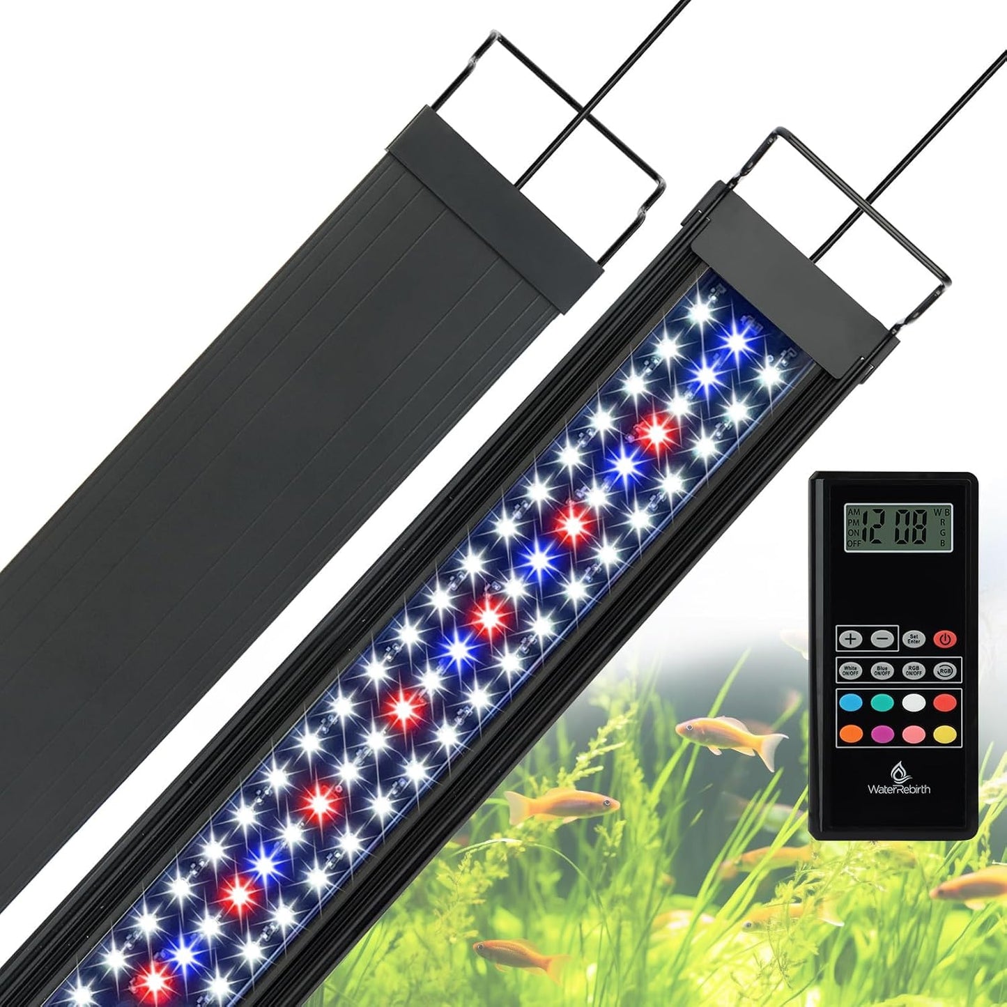 Wireless Remote Full Spectrum Aquarium LED Light Strip - Ultra-Thin Design with Timer & RGB Modes for Fish Tank Plants (48-54INCH)