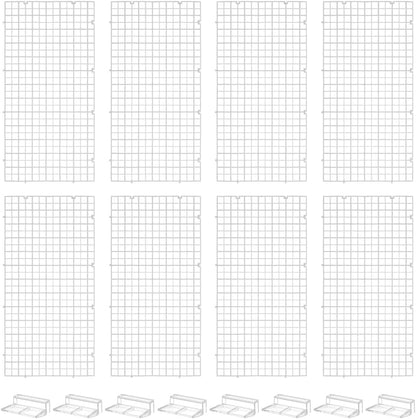 8 Pcs Clear Aquarium Lid Hood, 5.9X11.7X0.3 Inch Rectangular Fish Tank Top Cover, Plastic Grid Isolation Board with 8 Pcs Aquarium Plastic Cover Board Clips