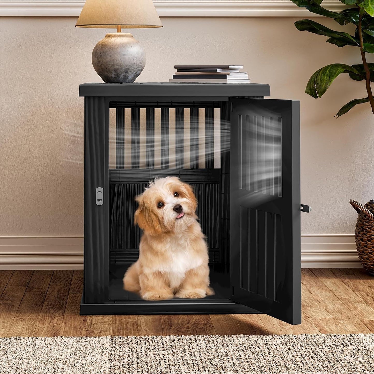 Dog Crate Furniture,Dog Kennel Indoor for Small Dogs,30"X21"X 25" | Heavy Duty Dog Crate Furniture, End Table & TV Stand, Secure Lock, Easy Assembly, Fits Small Dogs, Black
