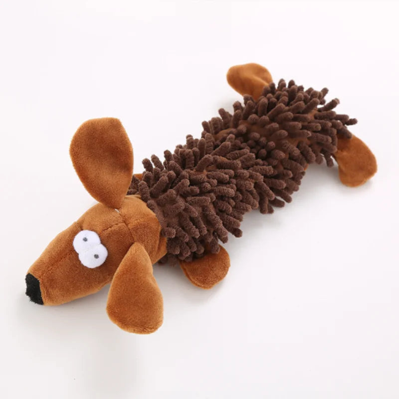 New Durable Pet Dog Plush Toy for Small Breeds - Animal Shape Squeaky Chew Cleaning Toy for Chihuahua Yorkshire Bichon Puppies