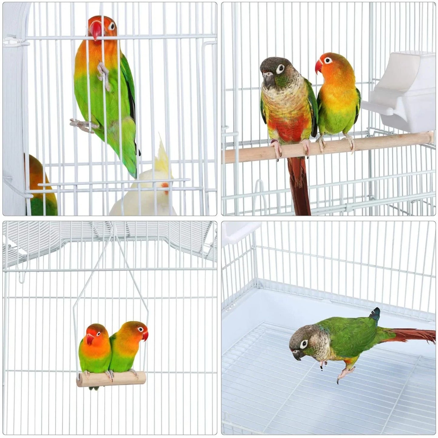 Blue 18-Inch Medium Parakeet Wire Bird Cage for 1 or 2 Birds Perfect Bird Travel Cage and Hanging Bird House