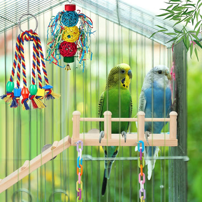 6 Pcs Parakeet Cockatiel Bird Toys,Interactive Style | Parrot Swing Chewing Hanging Toys, Colorful Parrots Cage Accessories, Chew & Climb Play Set, for Lovebirds, Finches, Budgies
