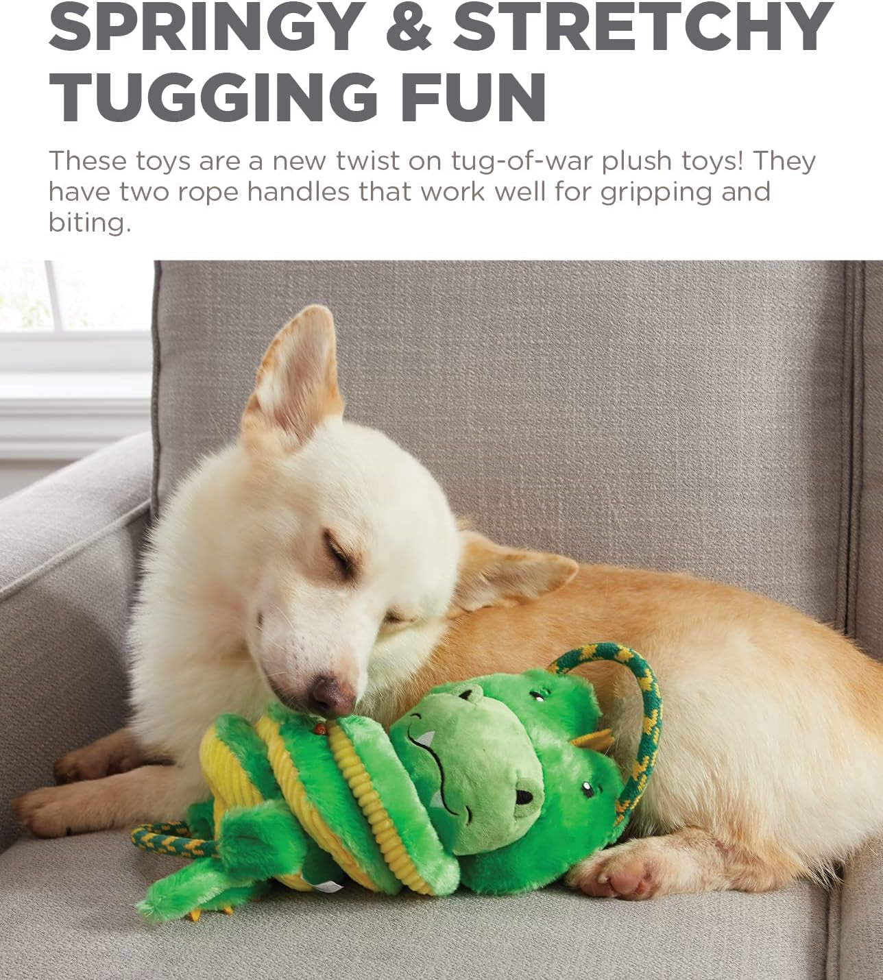 Charming Pet Springys Gator Plush Dog Tug Toy