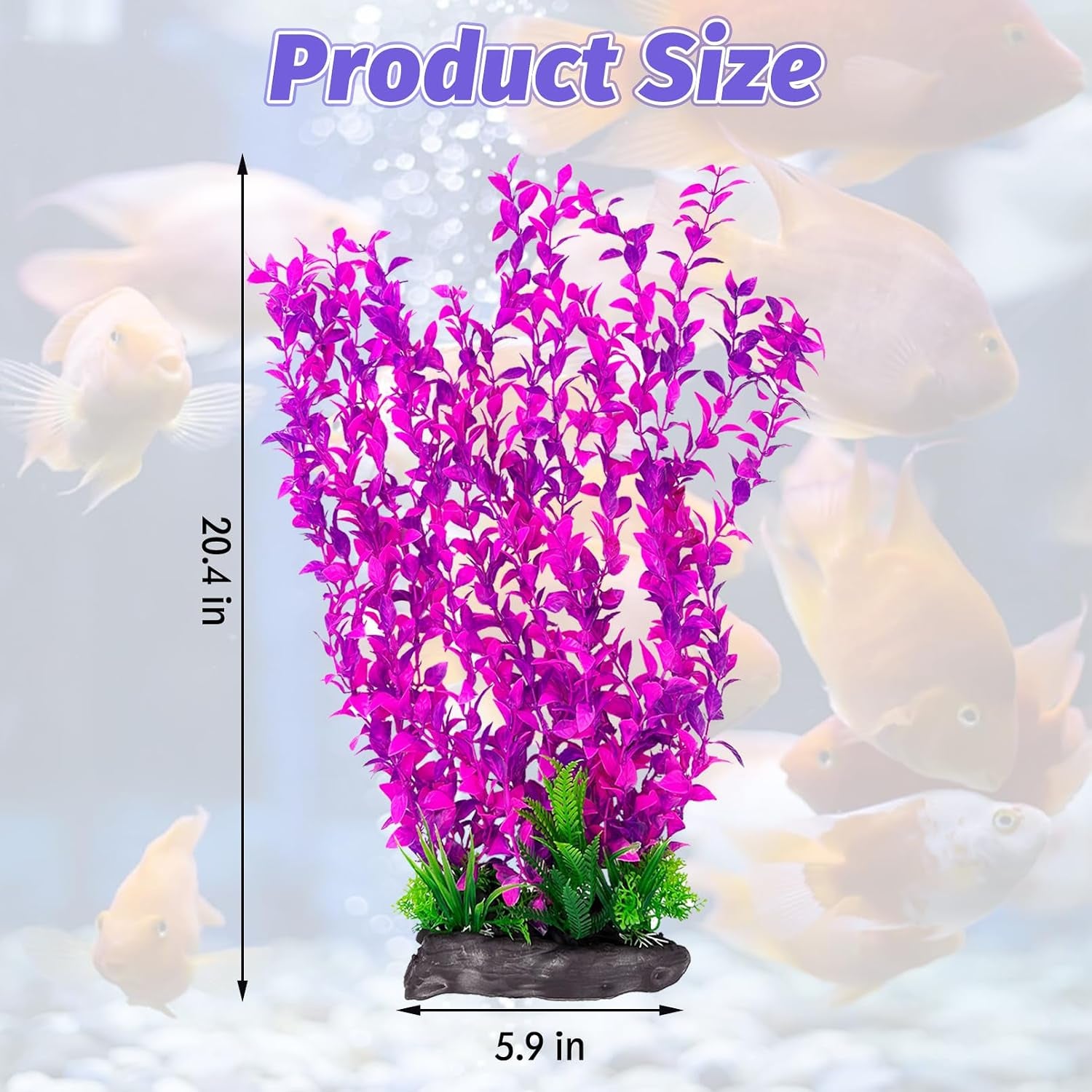 Aquarium Plastic Plants Aquarium Decor Artificial Fish Tank Plants,Tall Fish Tank Decorations, Extra Large Aquarium Plant 20.4-Inch Tall,1Pcs