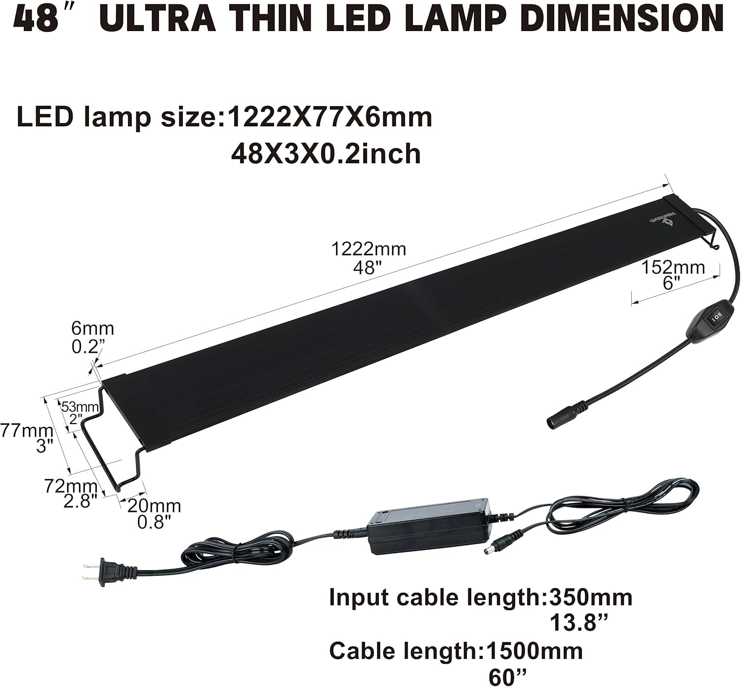 Wireless Remote Full Spectrum Aquarium LED Light Strip - Ultra-Thin Design with Timer & RGB Modes for Fish Tank Plants (48-54INCH)