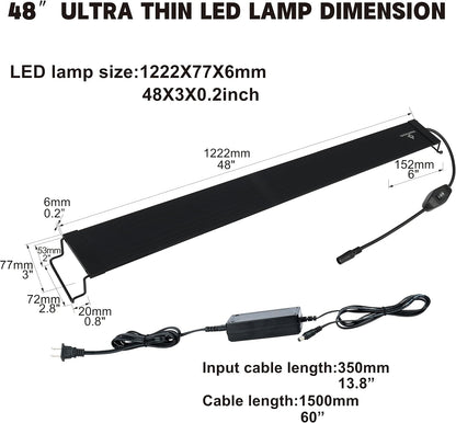 Wireless Remote Full Spectrum Aquarium LED Light Strip - Ultra-Thin Design with Timer & RGB Modes for Fish Tank Plants (48-54INCH)