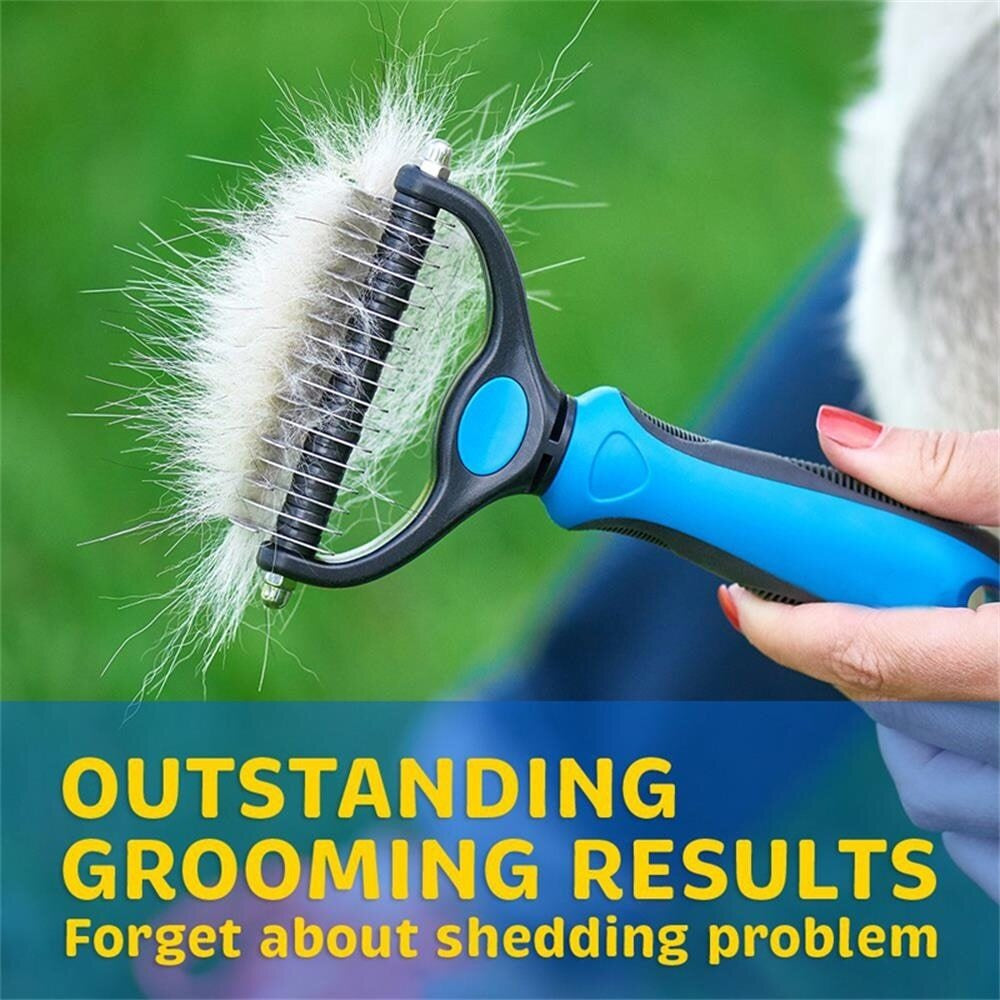 Pet Shedding Brush Grooming 2 Sided Undercoat Dog Cat Comb Tool Pets NEW